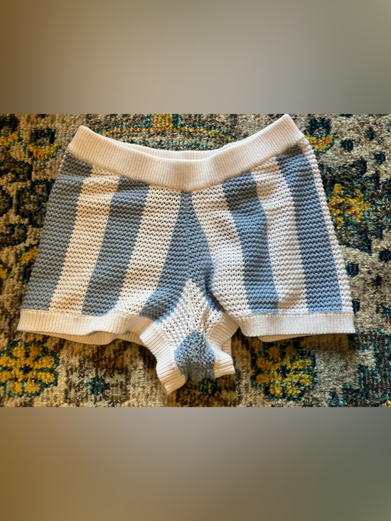 Rusty Pants - Rusty Mindy Striped Knit Shorts in Cream and Light Blue